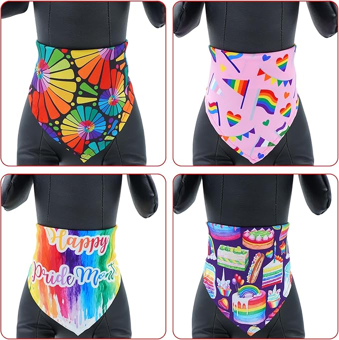 30 Pcs Rainbow Small Dog Bandanas Bulk 25 Inch Pride Dog Bandanas - Image 4
