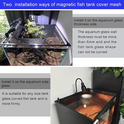 Magnetic Aquarium lid Fish Tank Hood top Cover Anti-Jumping net Cover mesh to - Image 4