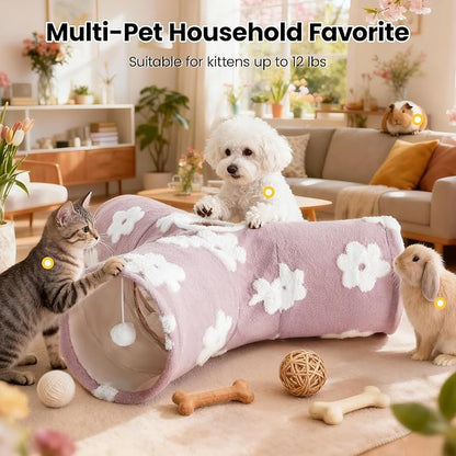 Tempcore Flannel Pet Cat Tunnel Tube Cat Toys 3 Way Collapsible, Cat Tunnels - Image 3