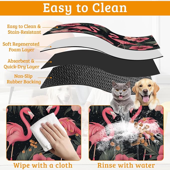 Pet Feeding Mat, Non-Slip Water Bowl Placemat, Pet Supplies 12" x 20" - Image 5