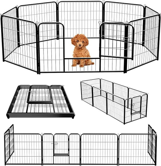 NEWBULIG Dog Playpen 8 Panels 24" Height Foldable Heavy Duty Metal Dog Exercise by NEWBULIG