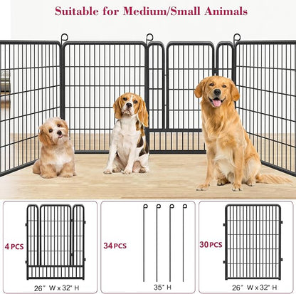 Dog Playpen Dog Fence Outdoor for Yard, 32inch 34 Panels Dog Pens Outside - Image 3