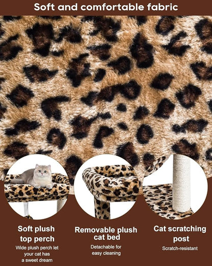 SYANDLVY Small Cat Tree for Indoor Cats, Unique Cheetah Leopard Print Cat Tree - Image 6