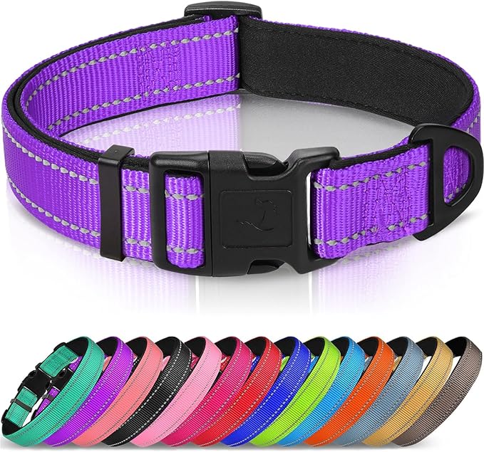 Joytale Reflective Dog Collar, Soft Neoprene Padded, Metal D-Ring, Nylon Pet by Joytale