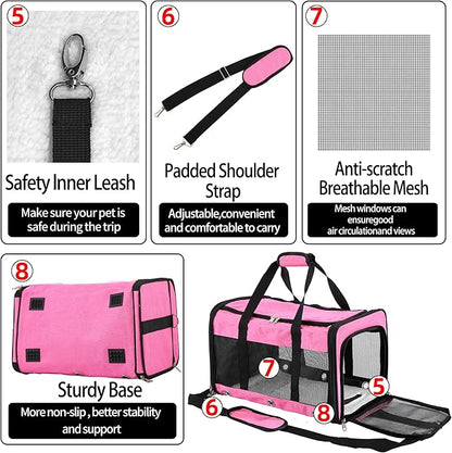 Soft Sided Cat/Dog Carrier, Collapsible Pets Travel Carriers - Image 5