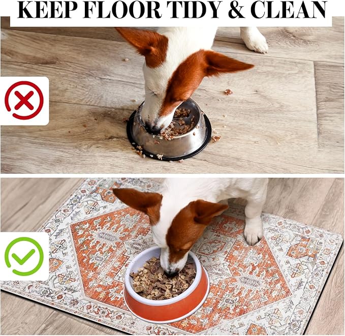 Dog Food Mats for Floors, Absorbent Quick Dry Pet Cat Food Mat, Dog Bowl Mats - Image 3