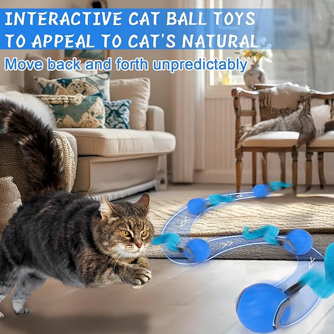 BABORUI 2Pack Blue Interactive Cat Toy Ball - Image 2