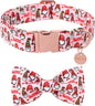 Christmas Dog Collar with Bow Tie, Cotton Christmas Bowtie Collar by UPURARAPUP