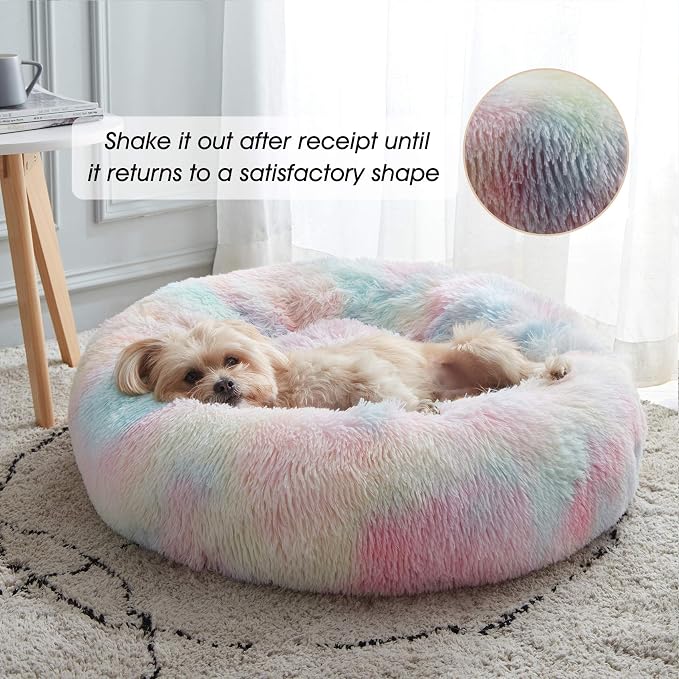 WESTERN HOME WH Calming Dog & Cat Bed, Anti-Anxiety Donut Cuddler Warming Cozy - Image 2