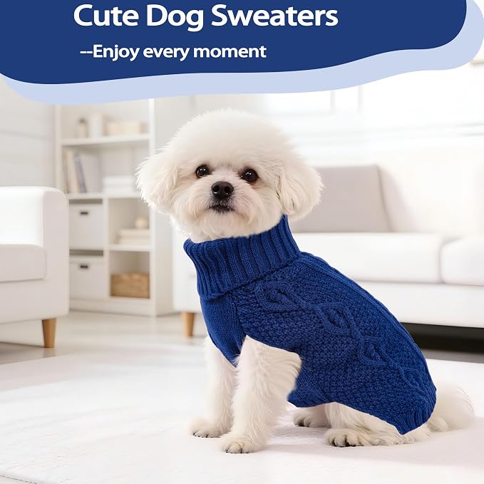 Dog Sweaters Small Dog Clothes Winter Turtleneck Puppy Sweater Warm Pet Cat - Image 2
