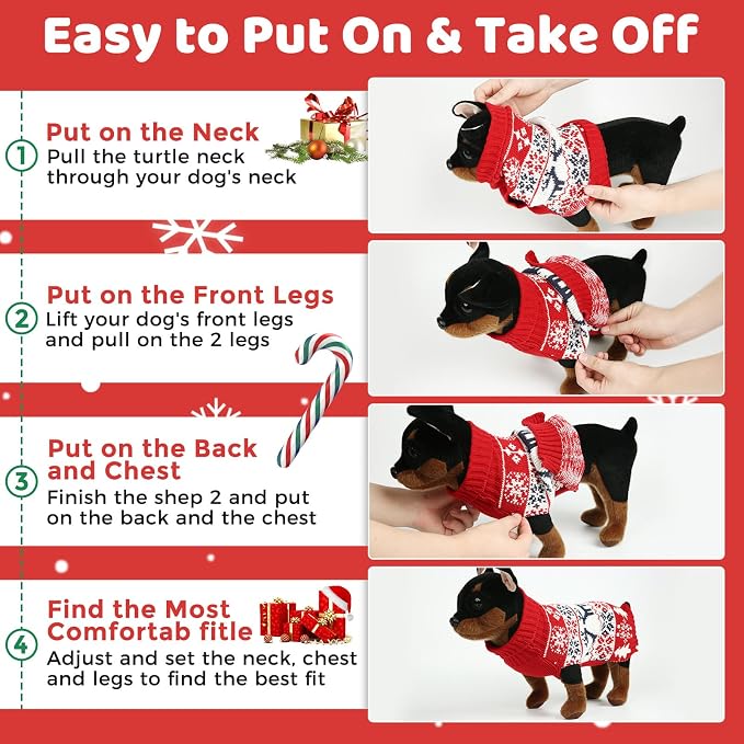 Christmas Dog Sweaters for Small Large Dogs Girl, Soft Warm Pup Dogs Shirt - Image 4