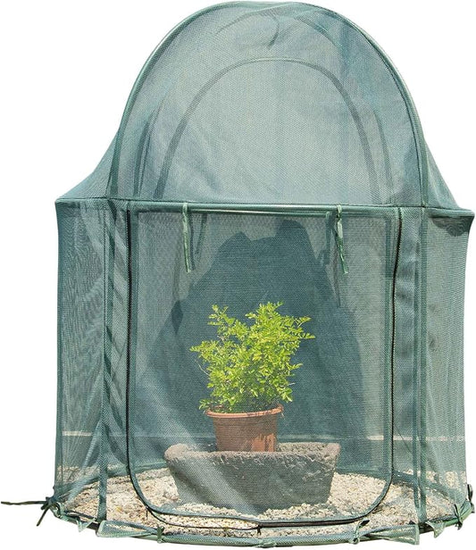 Round 4'x4' Large Plant Mesh Cover 4.9FT Tall Crop Netting Cage Pest Guard Cover by porayhut