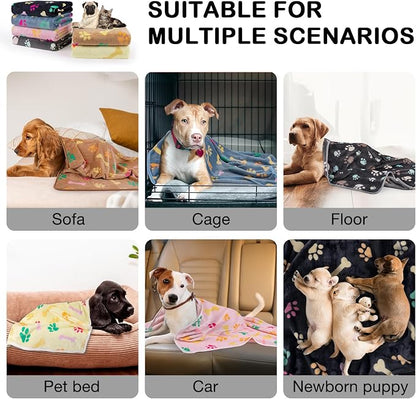 Dono 1 Pack 6 Blankets for Dogs, Soft Fluffy Paw Print Pattern Fleece Pet - Image 7