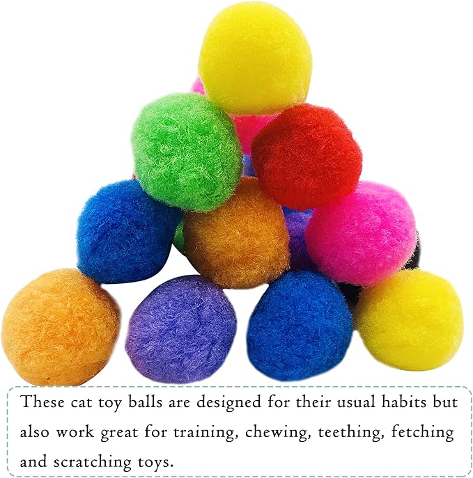 PET SHOW 50pcs 1.5"/3.8cm Cat Toy Balls Soft Kitten Pompon Toys Indoor Cats - Image 7