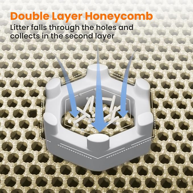 Jumbo Cat Litter Mat, 46x26 Inches Double Layer Honeycomb Litter Trapping Mat - Image 4