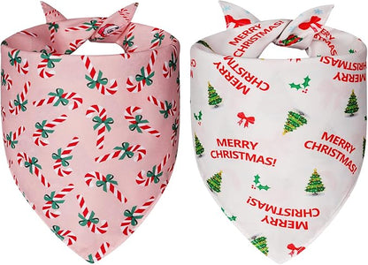 Cute Christmas Dog Bandanas XLarge 2PCS, 4 Pattern Holiday Scarf - Image 2