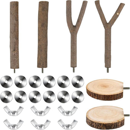 8 PCS Bird Perch Set, Natural Birch Wood Straight & Forked Perches - Image 3