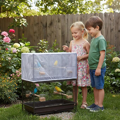 Bird Cage Seed Catcher, Mesh Net Cover Guard Soft Airy Cage Net Stretchy Skirt - Image 6
