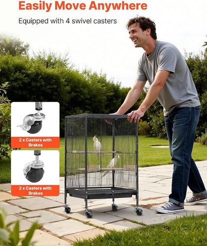 VEVOR Bird Cage, Open Flat Top, Wrought Iron Bird Flight Cage - Image 5