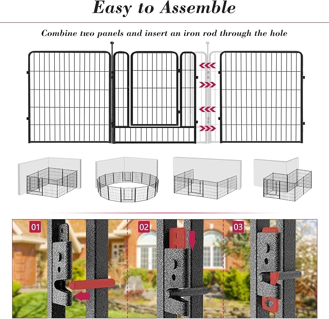 Dog Playpen 32 inch 24 Panels Indoor Outdoor Dog Pen - Image 5