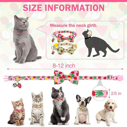 Cat Collar with Bell Bow Tie Fruit Breakaway Bowtie Cat Collar - Image 3