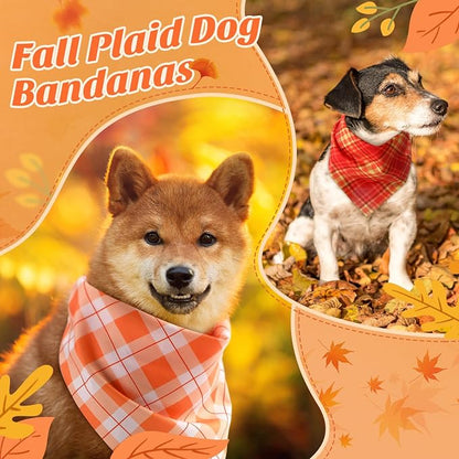 Weewooday 50 Pcs Thanksgiving Fall Dog Bandanas Bulk Plaid Bandanas - Image 2