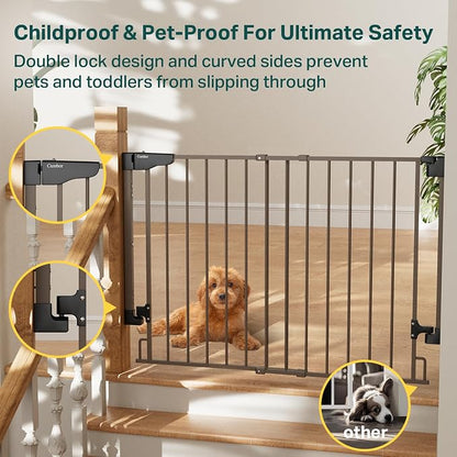 Cumbor 29.2–43" Baby Gate for Stairs, Wall-Mounted, Expandable No Bottom Bar - Image 7