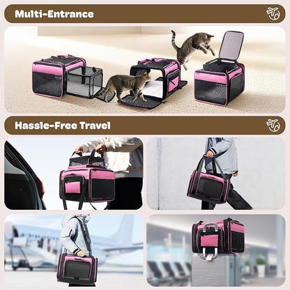 Top and 2 Sides Expandable Cat Carrier 18x11x11, TSA Airline Approved Dog - Image 6