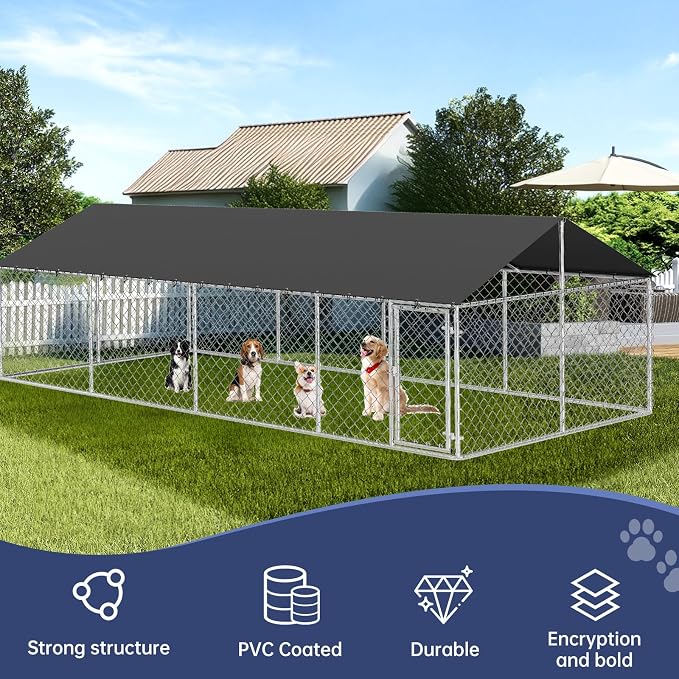 236"x 118" Outdoor Dog Enclosure Heavy Duty Dog Kennel House Mesh Dog Big Cage - Image 2