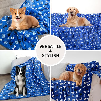 Dog Blanket Paw Bone Pattern 1 Pack 1 Super Soft Warm Flannel Sofa Cover Car - Image 5