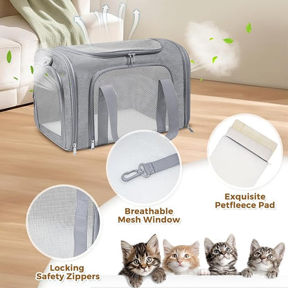 Cat Carrier Soft for Pets Up to 25 Lbs, Cat Travel Bag Soft-Sided - Image 3