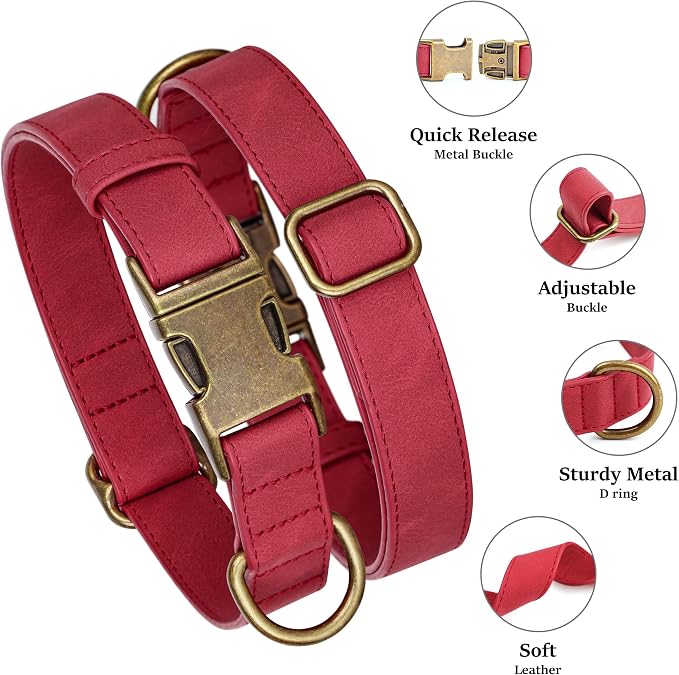 Didog Soft PU Leather Dog Collar, Stylish Quick Released Dog Collar - Image 2