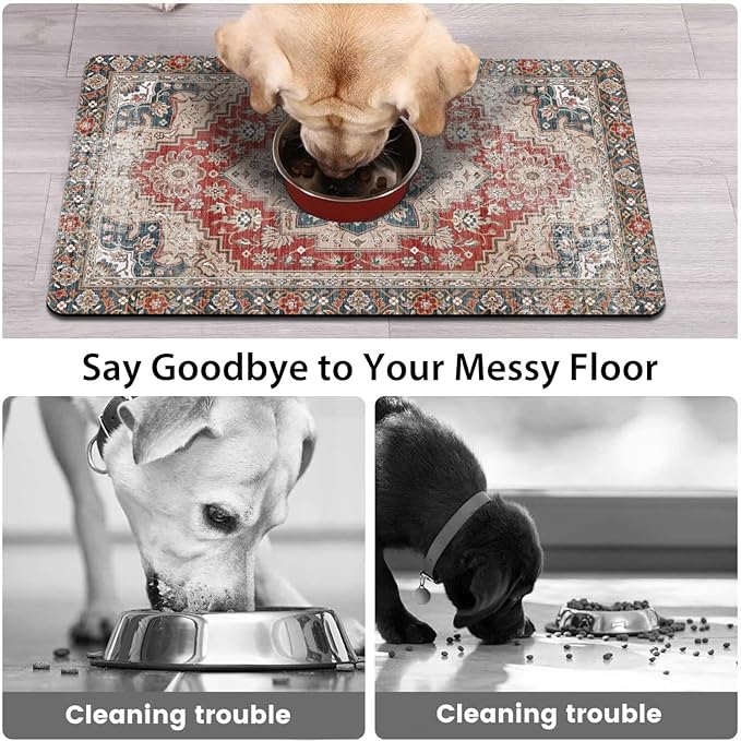 Dog Food Mats for Floors, Absorbent and Quick-Drying Pet Cat Food Mat, - Image 3