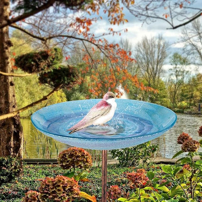 VCUTEKA Outdoor BirdBath Glass Bird Bath Garden Bird Feeder - Image 8