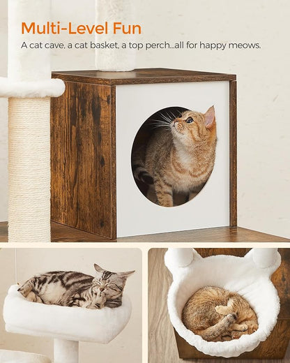 Feandrea Cat Tree with Litter Box Enclosure, 59-Inch Modern Cat Tower, 2-in-1 - Image 7