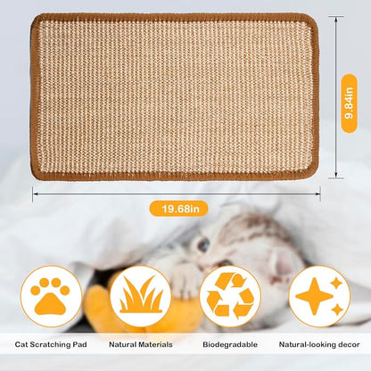 Cat Scratcher Mat, 19.68 x 9.84 Inch Sisal Cat Scratching Pad Rug - Image 3