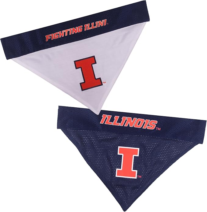 Pets First Collegiate Pet Accessories, Reversible Bandana, Illinois Fighting by PETSFIRST