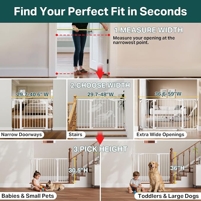 Cumbor 29.7-48" Baby Gate for Stairs, Mom's Choice Awards Winner-Dog Gates for - Image 3