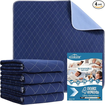 OUTCREATOR® Washable Bed Pads 34" x 36", Incontinence Mattress Protector by OUTCREATOR