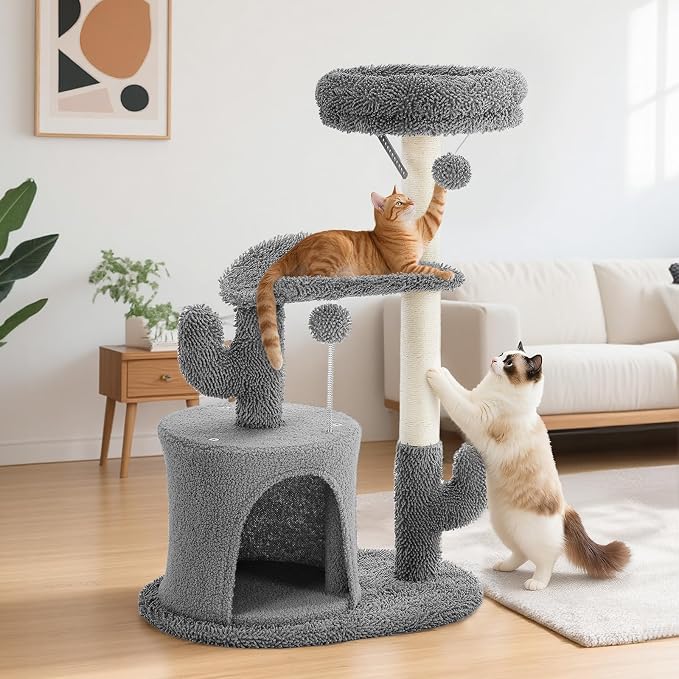 DUMOS 33-inch Cat Tree Tower for Indoor Cats, Small Cat Scratching Post - Image 6