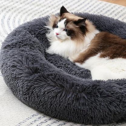Super Soft Donut Cat Bed and Dog Bed Round Plush Pet Cushion Fluffy Rabbit Cave - Image 2