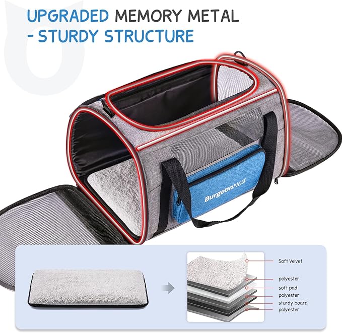 BurgeonNest Cat Carriers for Small Cats Under 15, Medium Puppy Under 25 lbs - Image 4