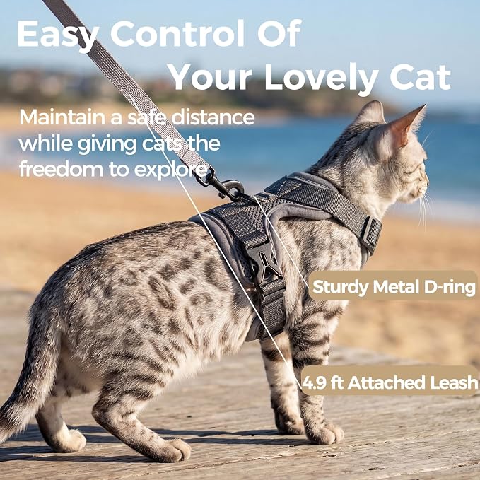 Cat Harness and Leash Set Escape Proof Tactical Large Kitten Harness Emotional - Image 5