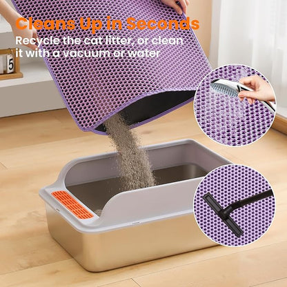 Jumbo Cat Litter Mat, 46x26 Inches Double Layer Honeycomb Litter Trapping Mat - Image 5