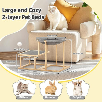 Pawaboo Elevated Cat Hammock Bed, 2-Tier Cats Bed - Image 2