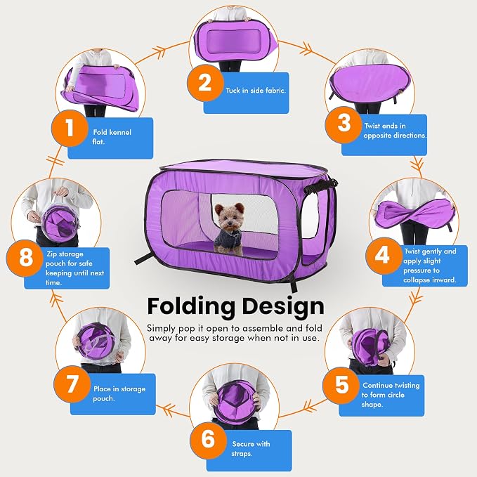 Beatrice Home Fashions Portable, Collapsible, Pop Up Kennel Travel Cat and Dog - Image 7