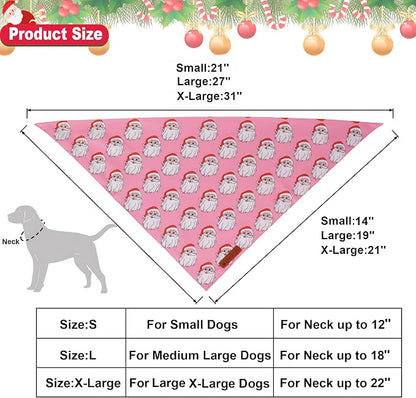 ADOGGYGO Pink Christmas Dog Bandanas 2 Pack, Reversible Santa Snowman Xmas - Image 4