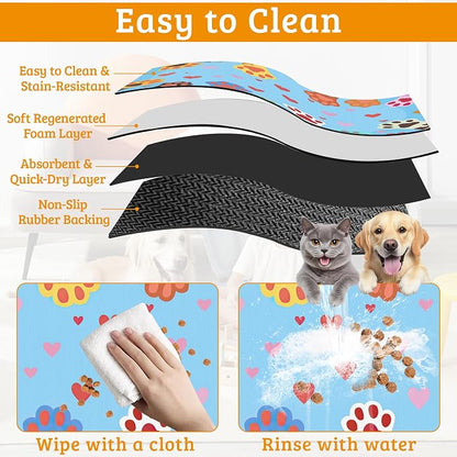 Pet Feeding Mat, Dog Paws Absorbent Dog Cat Food Mat Cute Cat Dog Mat - Image 5