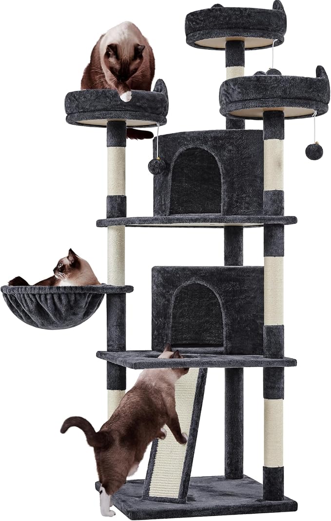 Yaheetech 68.5in Cat Tree for Large Cats, Large Condo, Stable Pet Play House by Yaheetech
