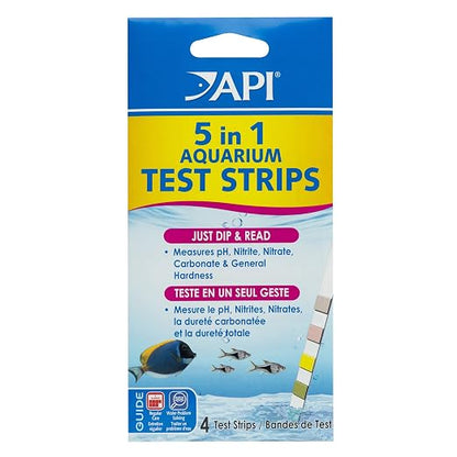 API 5-IN-1 TEST STRIPS Freshwater and Saltwater Aquarium Test Strips 4-Count Box by API